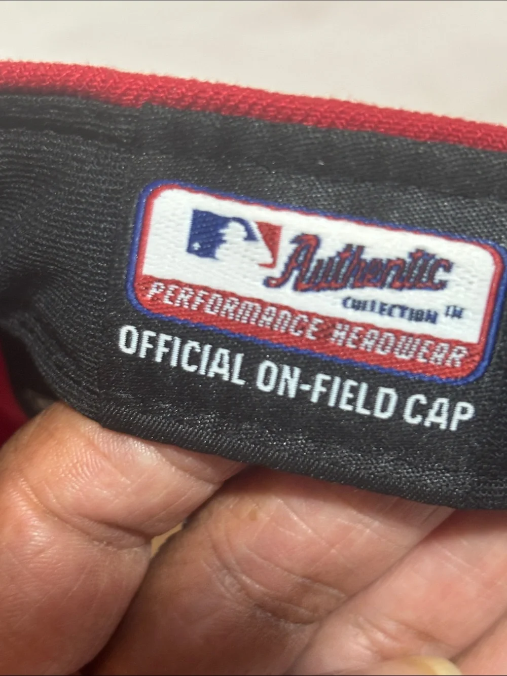 New Era Red and Cream Baseball Cap with Embroidered A Logo